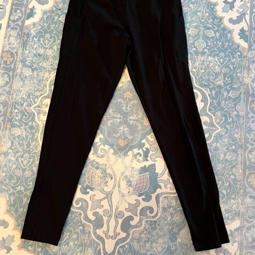 Like NEW Nirlon Black High Waisted Leggings With Large Pockets Size Larg… - Picture 13 of 14